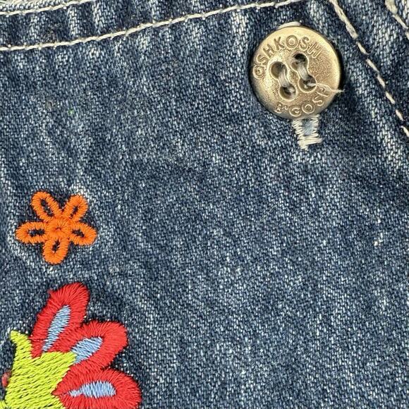 Oshkosh B’Gosh Y2K Baby Size 12 Mos. Embroider Flower Country Denim Bib Overalls - Picture 6 of 11
